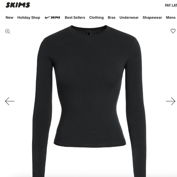 *new* SKIMS cotton jersey long sleeve t-shirt - black ('soot'), size XS - Picture 5 of 9